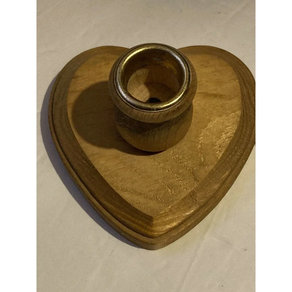 Handmade‎ Wood Heart Candleholder Taper Candles